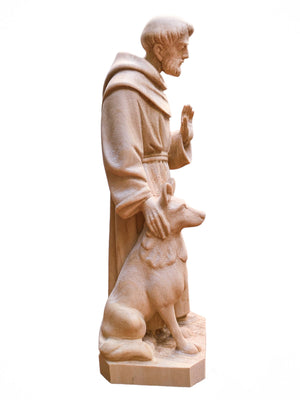 São Francisco com Lobo em Madeira 17,5 cm-TerraCotta Arte Sacra