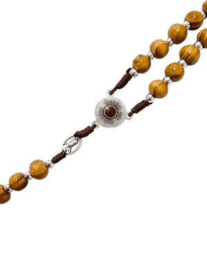 Terço Italiano de Madeira Nossa Senhora de Fátima 8 mm-TerraCotta Arte Sacra