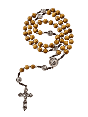 Terço Italiano de Madeira Padre Pio 8 mm-TerraCotta Arte Sacra