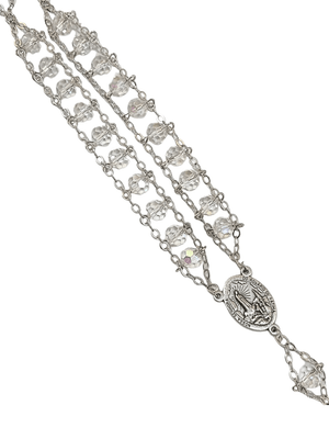 Terço de Cristal Transparente de Nossa Senhora de Fátima Feito em Portugal-TerraCotta Arte Sacra