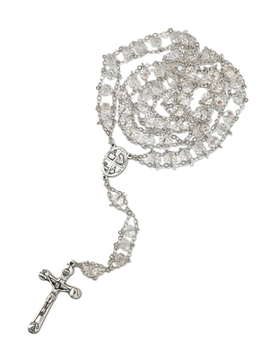 Terço de Cristal Transparente de Nossa Senhora de Fátima Feito em Portugal-TerraCotta Arte Sacra