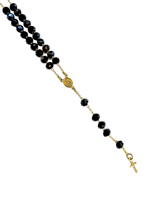 Terço de Cristal de Vidro Azul Petróleo-TerraCotta Arte Sacra