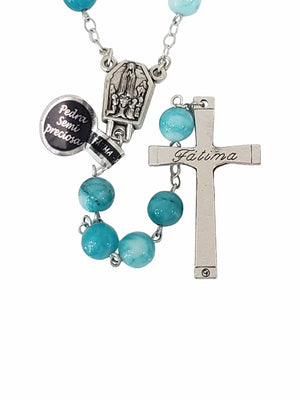 Terço de Pedra Natural Semi Preciosa Amazonite-TerraCotta Arte Sacra