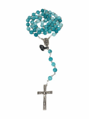 Terço de Pedra Natural Semi Preciosa Amazonite-TerraCotta Arte Sacra