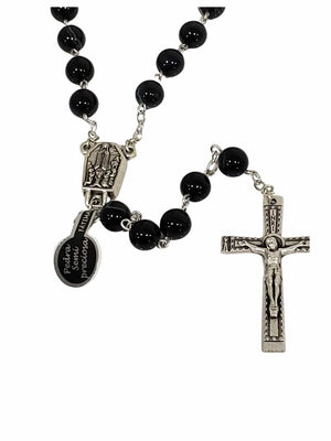 Terço de Pedra Natural Semi Preciosa Onix-TerraCotta Arte Sacra