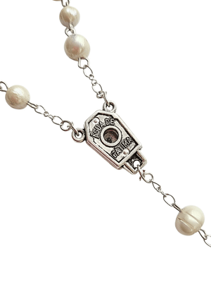 Terço de Pérola Barroca Português com Água de Fátima-TerraCotta Arte Sacra