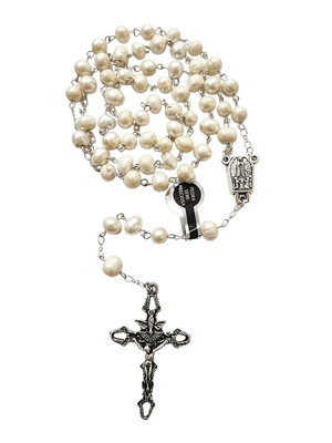 Terço de Pérola Barroca Português com Água de Fátima-TerraCotta Arte Sacra