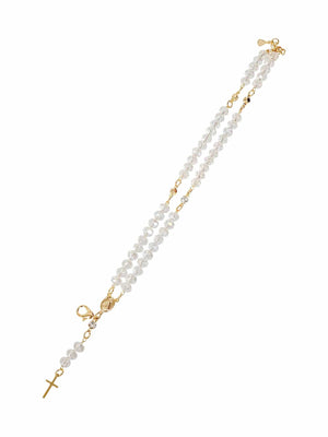 Terço de Pulso Cristal de Vidro Transparente-TerraCotta Arte Sacra