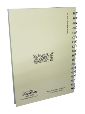 Caderno Médio Marfim Com Pauta Aquarela São Miguel Arcanjo - Século XVIII-TerraCotta Arte Sacra