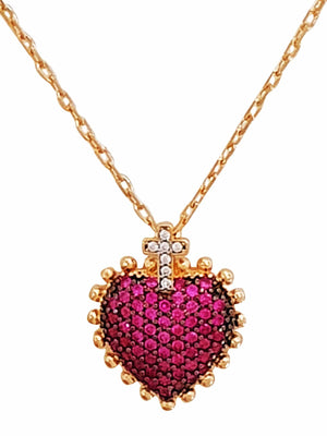 Colar com Zircônias Rubi de Prata 925 com Banho de Ouro 18 K-TerraCotta Arte Sacra