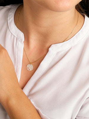 Conjunto Árvore da Vida em Madrepérola e Prata 925 com Banho de Ouro-TerraCotta Arte Sacra