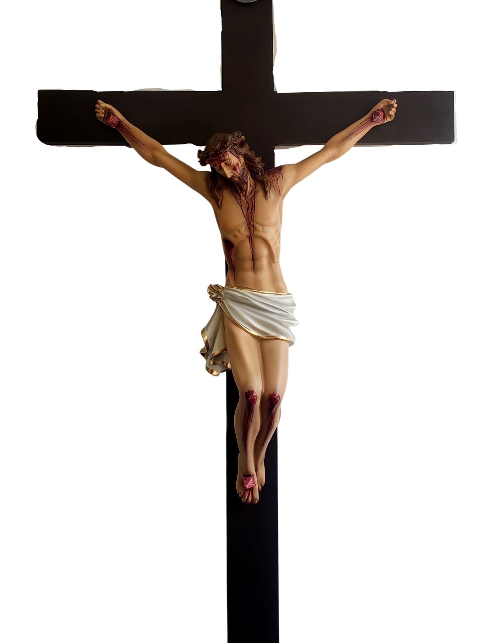 Crucifixo Colorido Cristo em Pó de Mármore 1,50 m-TerraCotta Arte Sacra