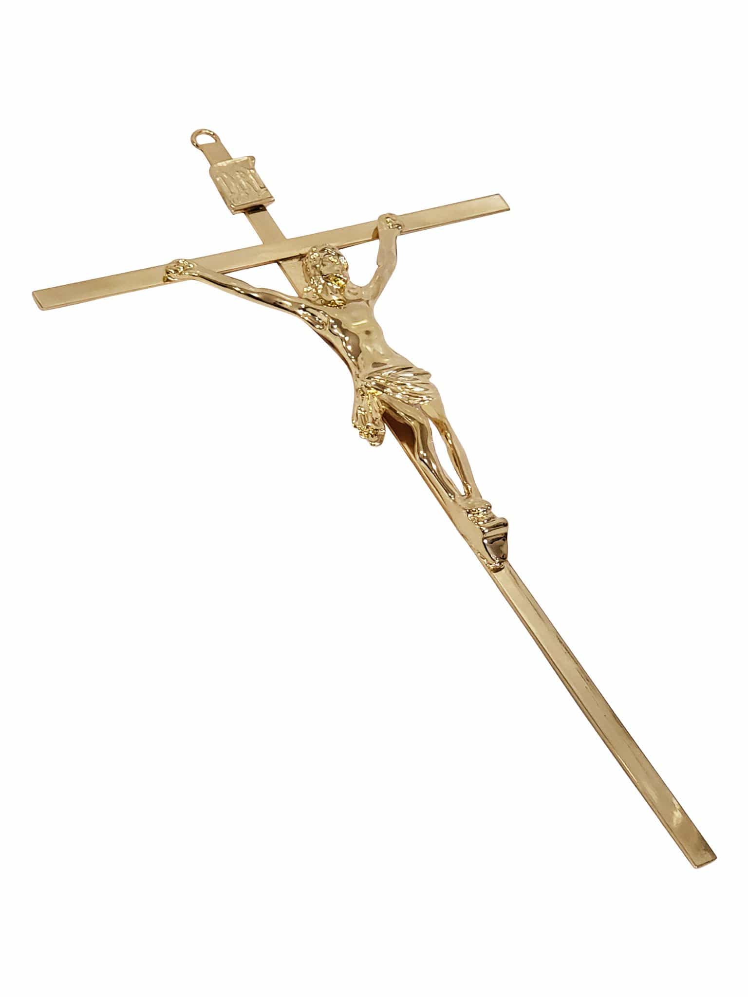 Crucifixo de Aço Galvanizado Dourado 31 cm-TerraCotta Arte Sacra