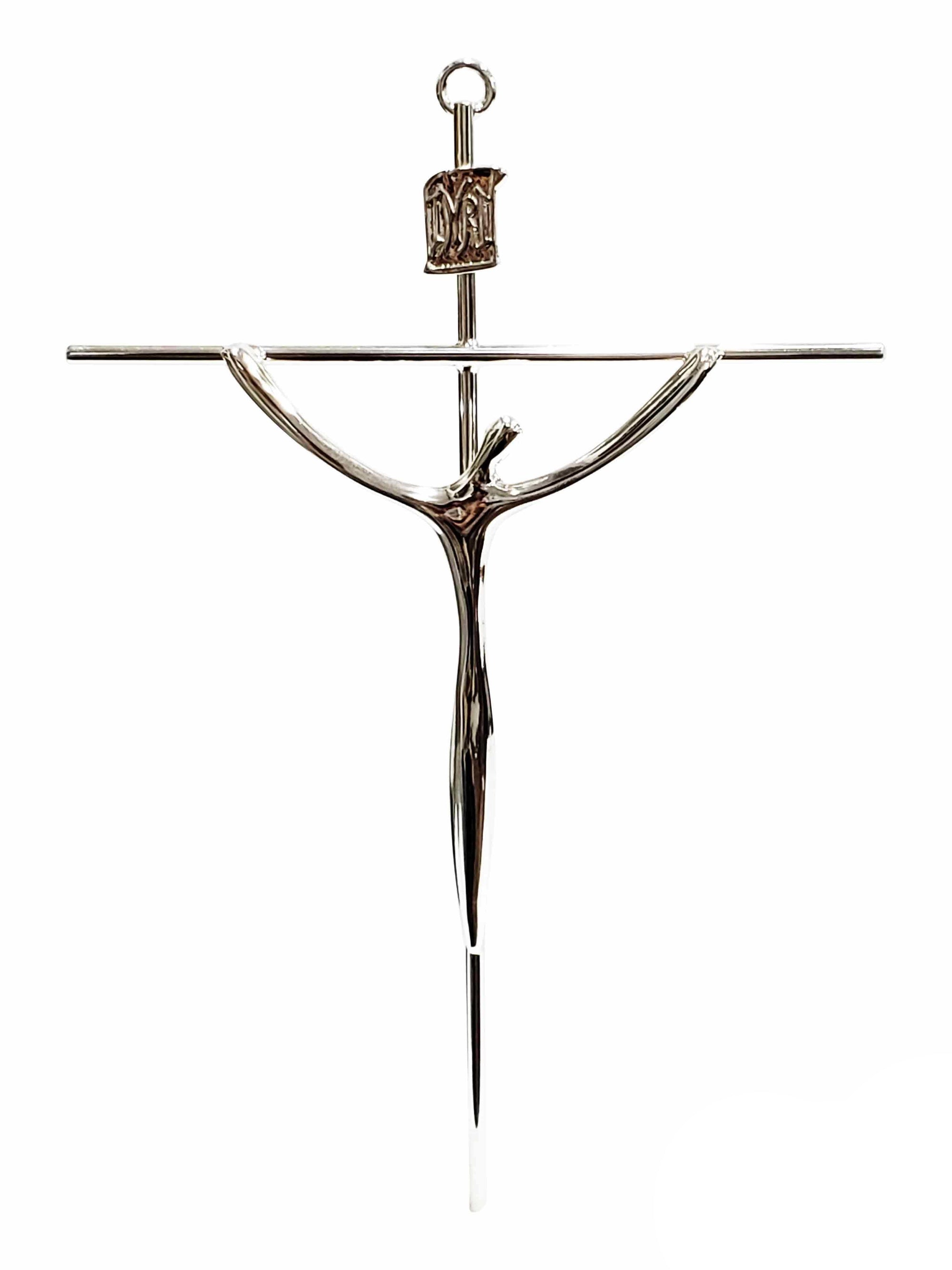 Crucifixo de Aço Galvanizado Prata 32 cm-TerraCotta Arte Sacra