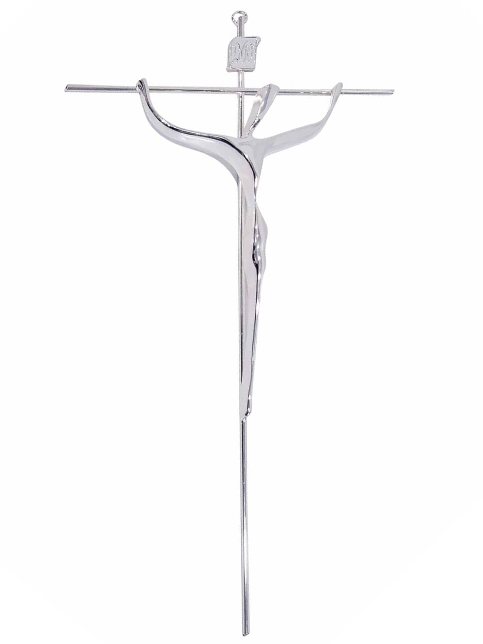 Crucifixo de Aço Galvanizado Prata 52 cm-TerraCotta Arte Sacra