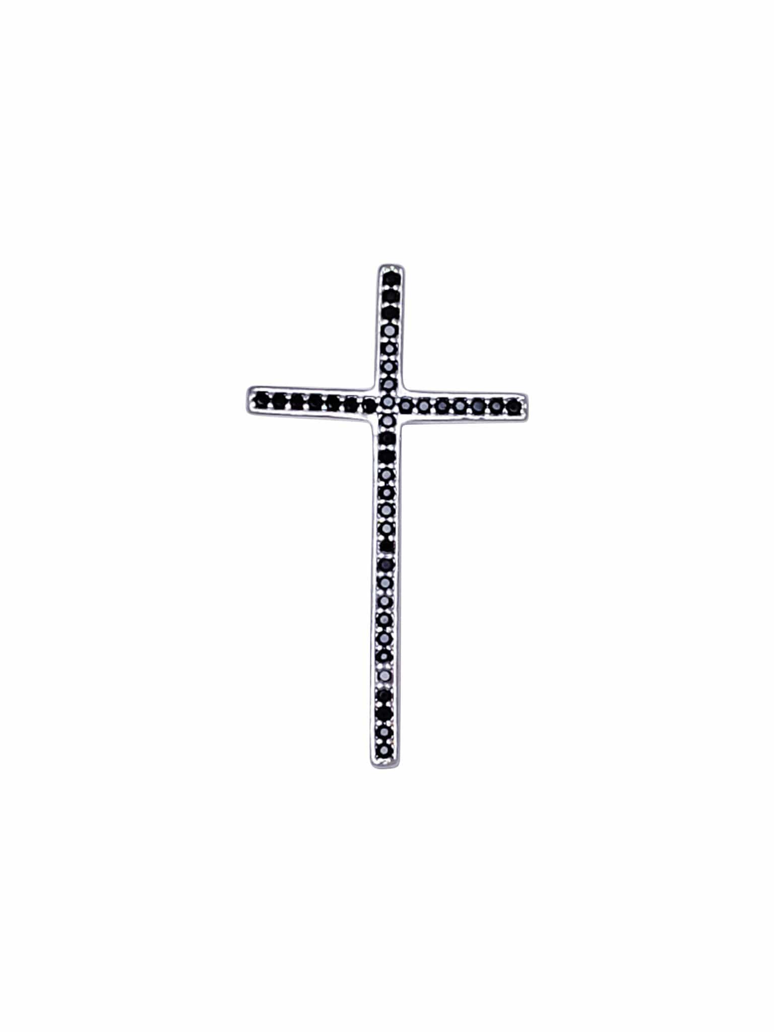 Cruz de Prata de Lei 925 com Zircônias Negras-TerraCotta Arte Sacra
