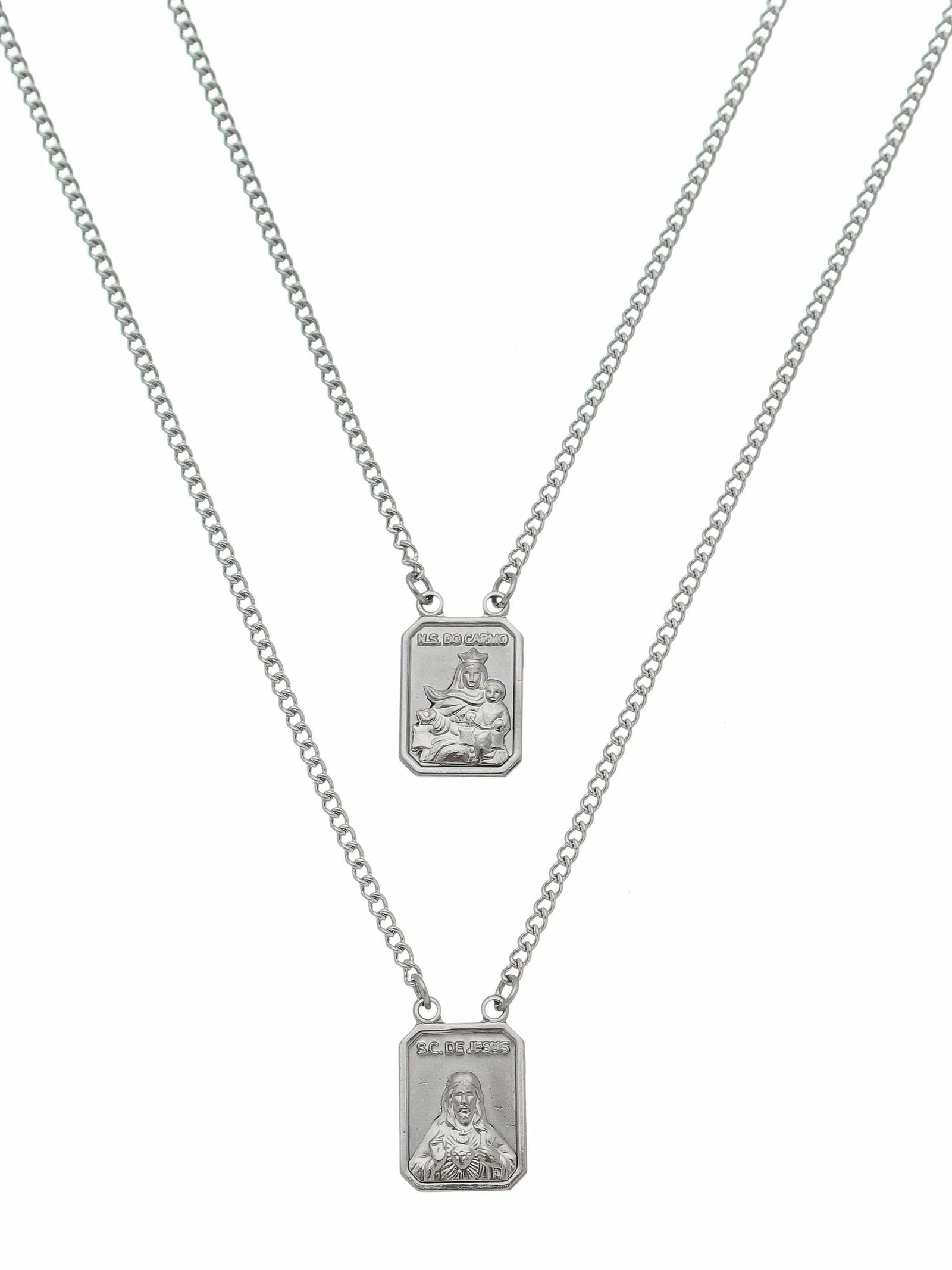 Escapulário Aço Inox com Prata-TerraCotta Arte Sacra