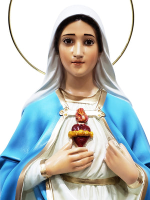 Imaculado Coração de Maria de Pó de Mármore com Olhos de Vidro 65 cm-TerraCotta Arte Sacra