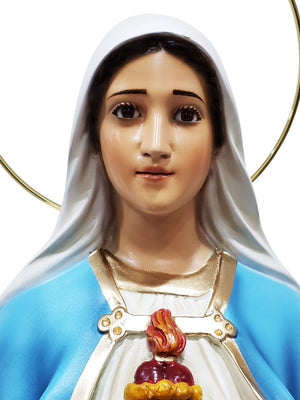 Imaculado Coração de Maria de Pó de Mármore com Olhos de Vidro 65 cm-TerraCotta Arte Sacra