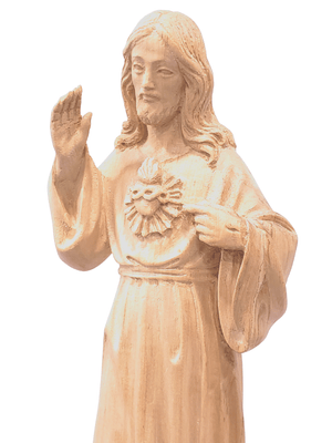 Imagem Sagrado Coração de Jesus 30 cm de Madeira Natural-TerraCotta Arte Sacra