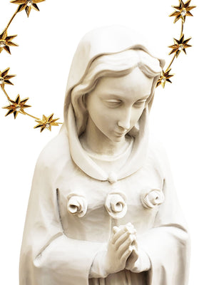 Imagem da Nossa Senhora da Rosa Mística 67 cm em Pó de Mármore-TerraCotta Arte Sacra