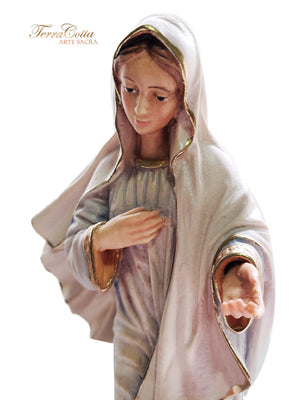 Imagem de Madeira Italiana Nossa Senhora de Medjugorie 15 cm-TerraCotta Arte Sacra