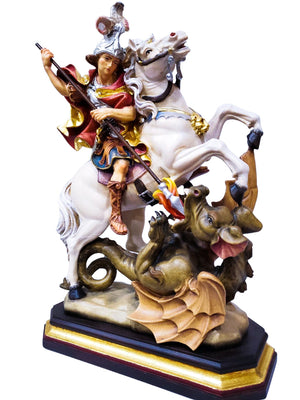 Imagem de Madeira Italiana de São Jorge Colorido 33 cm-TerraCotta Arte Sacra