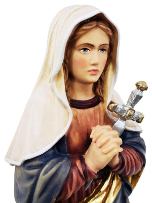 Imagem de Nossa Senhora das Dores com Espada de Madeira Italiana 30 cm-TerraCotta Arte Sacra