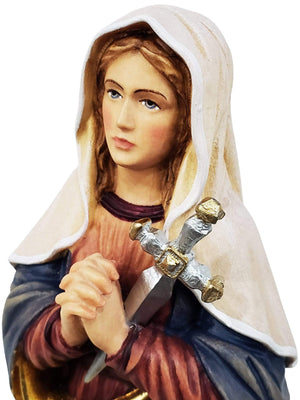 Imagem de Nossa Senhora das Dores com Espada de Madeira Italiana 30 cm-TerraCotta Arte Sacra