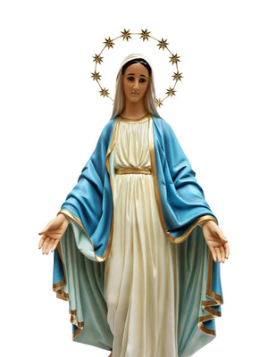 Imagem de Nossa Senhora das Graças com Olhos de Vidro de Pó de Mármore 82cm-TerraCotta Arte Sacra