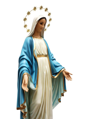 Imagem de Nossa Senhora das Graças com Olhos de Vidro de Pó de Mármore 82cm-TerraCotta Arte Sacra