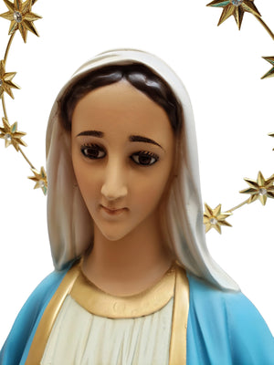 Imagem de Nossa Senhora das Graças com Olhos de Vidro de Pó de Mármore 82cm-TerraCotta Arte Sacra