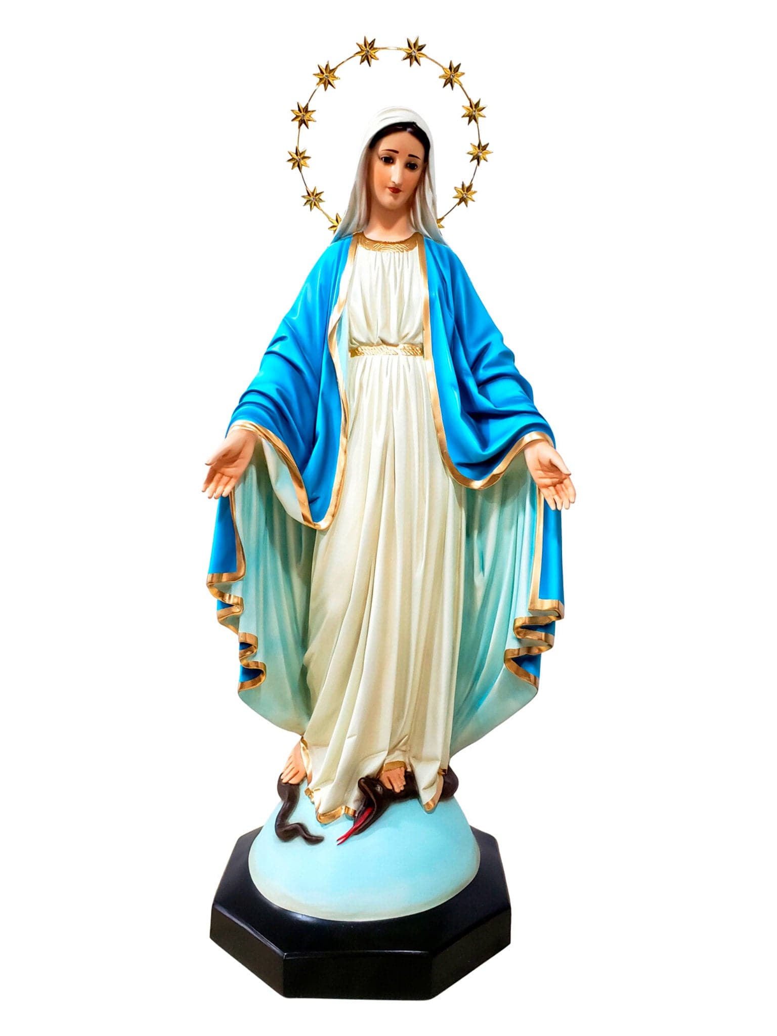 Imagem de Nossa Senhora das Graças com Olhos de Vidro em Pó de Mármore 105 m-TerraCotta Arte Sacra