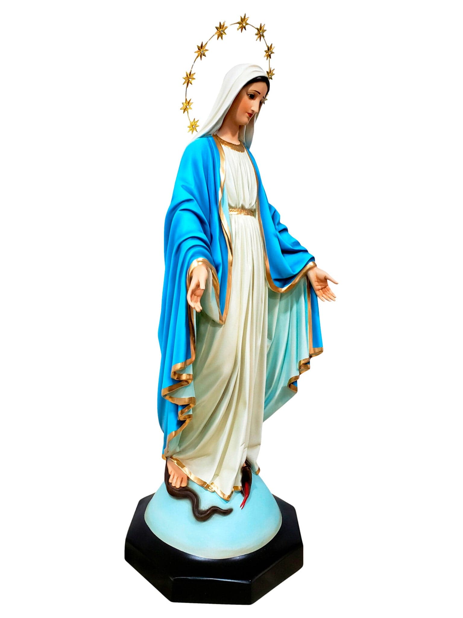 Imagem de Nossa Senhora das Graças com Olhos de Vidro em Pó de Mármore 105 m-TerraCotta Arte Sacra