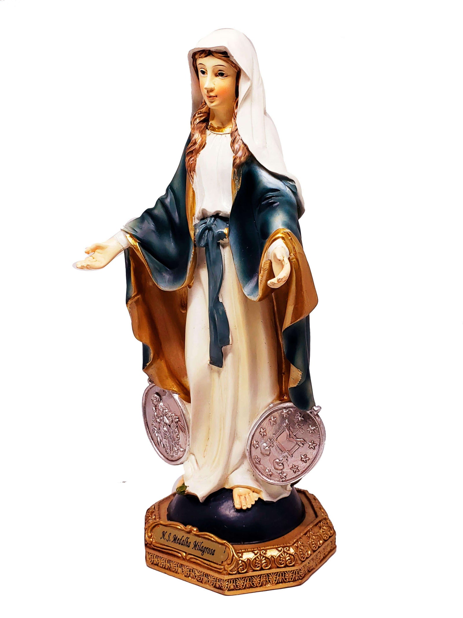 Imagem de Nossa Senhora das Graças com a Medalha Milagrosa 30 cm-TerraCotta Arte Sacra