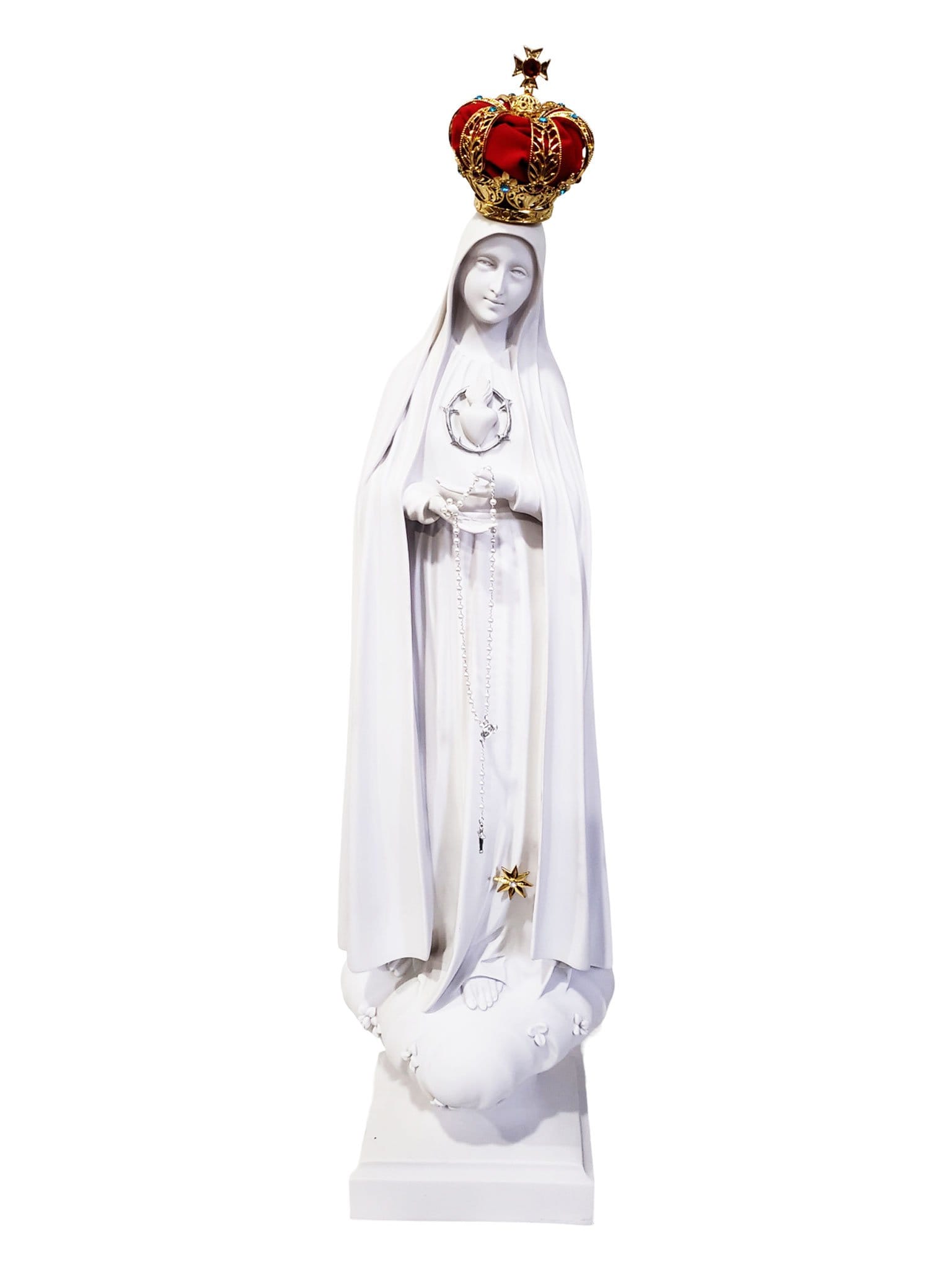Imagem de Nossa Senhora de Fátima 75 cm em Pó de Mármore-TerraCotta Arte Sacra