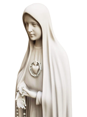 Imagem de Nossa Senhora de Fátima Imaculado Coração 1,10 m em Pó de Mármore-TerraCotta Arte Sacra