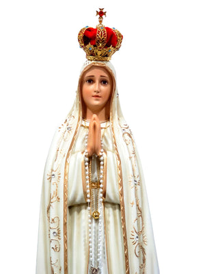 Imagem de Nossa Senhora de Fátima de Pó de Mármore com Olhos de Vidro 65 cm-TerraCotta Arte Sacra