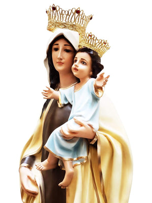 Imagem de Nossa Senhora do Carmo com Olhos de Vidro em Pó de Mármore 1,05 m-TerraCotta Arte Sacra