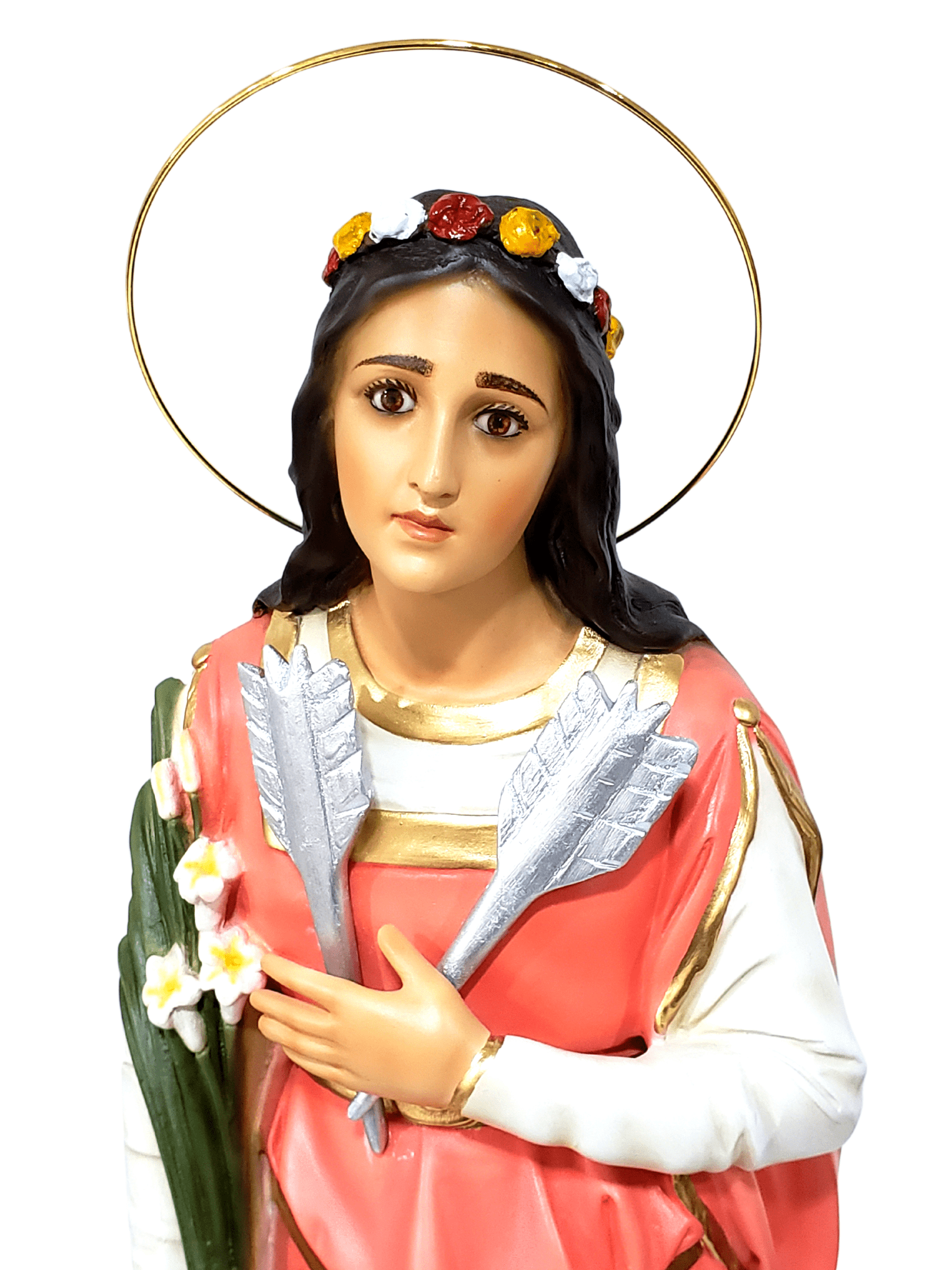 Imagem de Santa Filomena Colorida com Olhos de Vidro em Pó de Mármore 62 cm-TerraCotta Arte Sacra