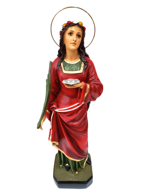 Imagem de Santa Luzia Colorida com Olhos de Vidro em Pó de Mármore 52 cm-TerraCotta Arte Sacra