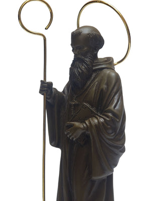 Imagem de São Bento em Pó de Mármore 30 cm Marrom-TerraCotta Arte Sacra