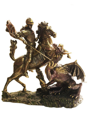 Imagem de São Jorge com acabamento em bronze 26 cm-TerraCotta Arte Sacra