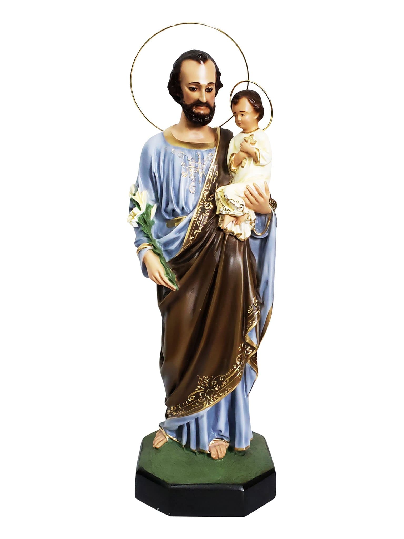 Imagem de São José em Pó de Mármore 43 cm com Olhos de Vidro-TerraCotta Arte Sacra