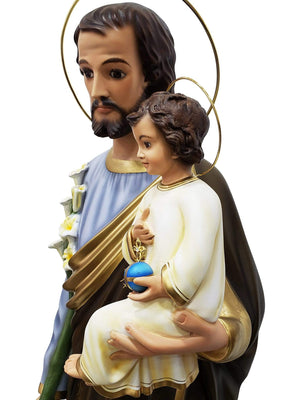 Imagem de São José em Pó de Mármore com Olhos de Vidro 105 cm-TerraCotta Arte Sacra