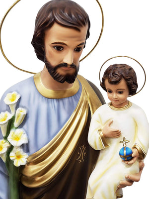 Imagem de São José em Pó de Mármore com Olhos de Vidro 105 cm-TerraCotta Arte Sacra