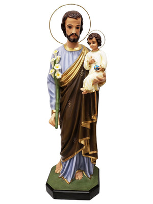 Imagem de São José em Pó de Mármore com Olhos de Vidro 105 cm-TerraCotta Arte Sacra