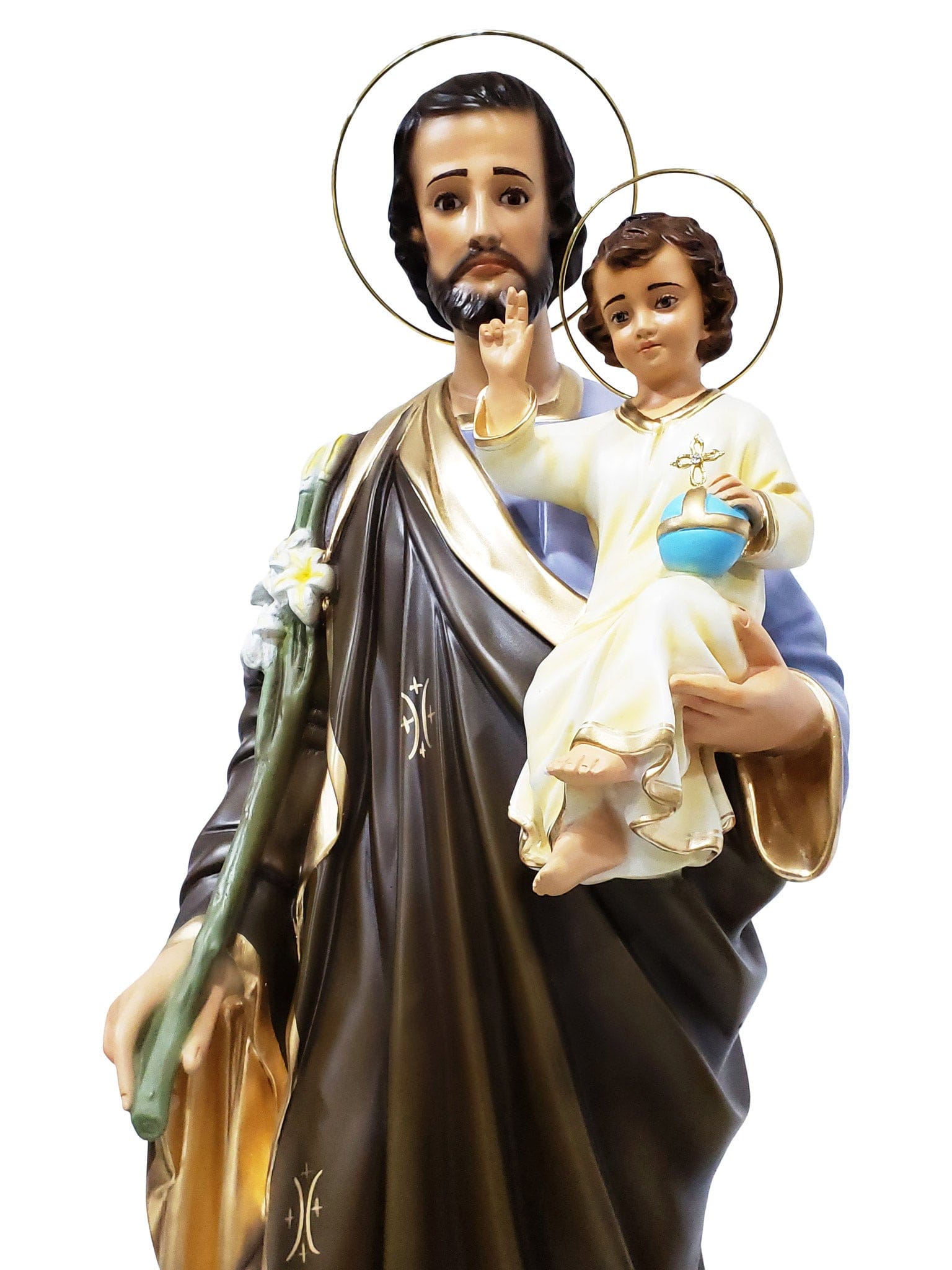Imagem de São José em Pó de Mármore com Olhos de Vidro 85 cm-TerraCotta Arte Sacra
