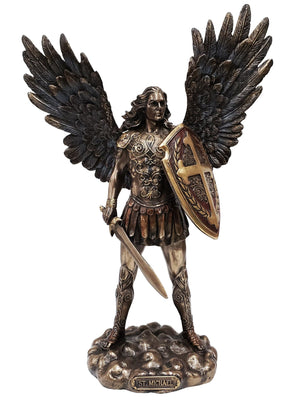 Imagem de São Miguel 28 cm sem Demônio Acabamento em Bronze-TerraCotta Arte Sacra