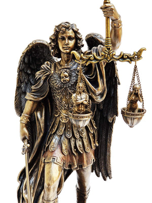 Imagem de São Miguel com Balança Acabamento em Bronze 29 cm-TerraCotta Arte Sacra